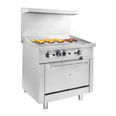 36 in. Commercial Oven with Griddle Top, 90000 BTU in Stainless-Steel (KM-CRG36G-NG)
